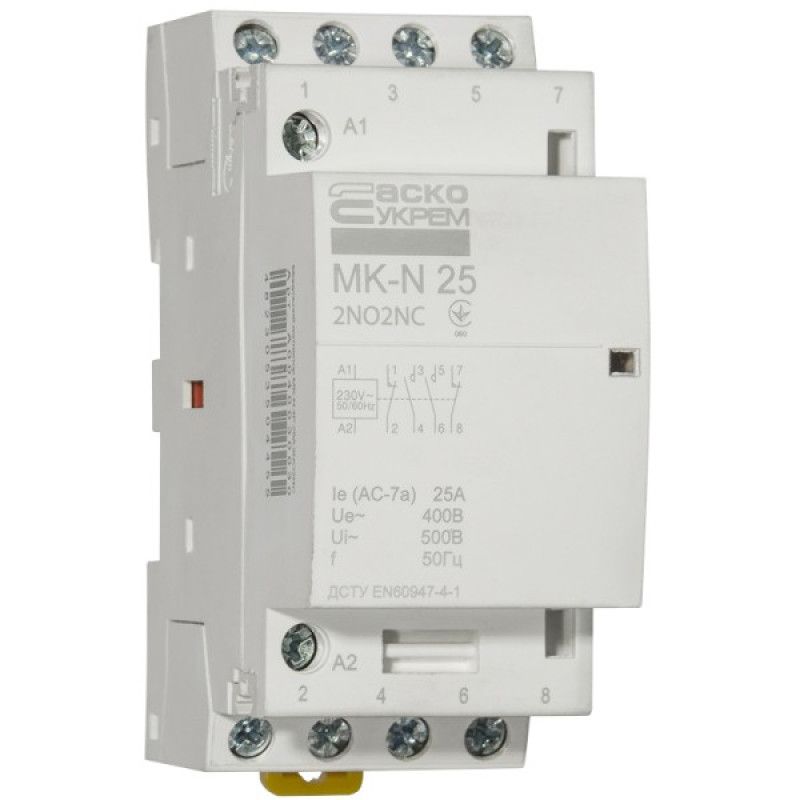 Модульний контактор Аско-Укрем MK-N 4P 25A 2NO+2NC (A0040030030)
