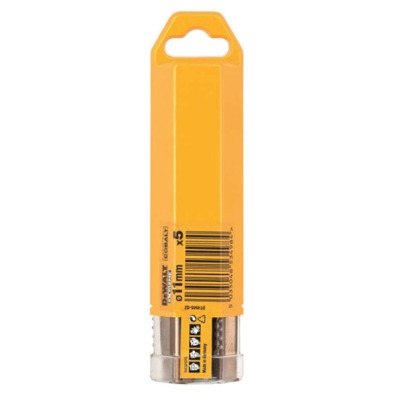 Кобальтові свердла по металу DeWALT DT4945 Extreme Industrial cobalt HSS-CO 11х142/91мм (5шт в упаковці)