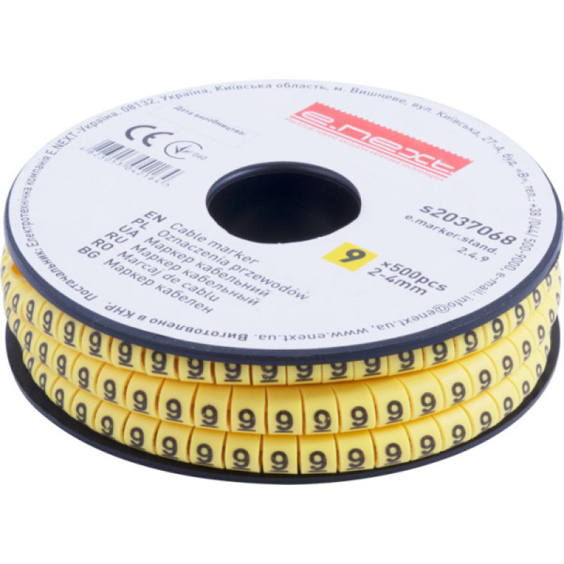 Кабельный маркер E.Next e.marker.stand.2.4.9 2-4 кв.мм 9 500шт (s2037068)
