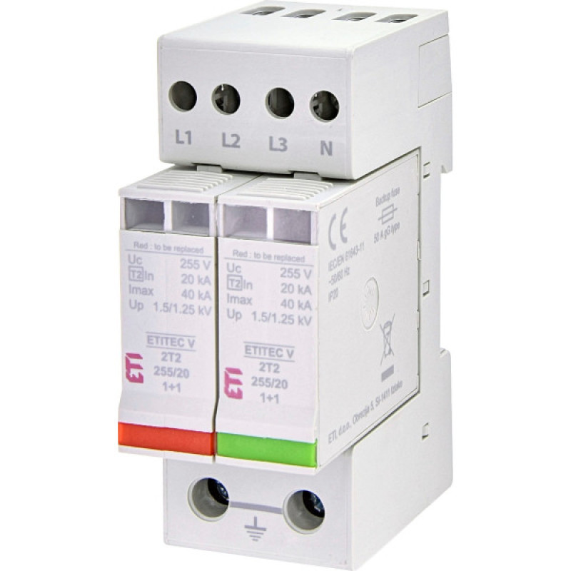 Ограничитель перенапряжения ETI 002442945 ETITEC V 2T2 255/20 (3+1)