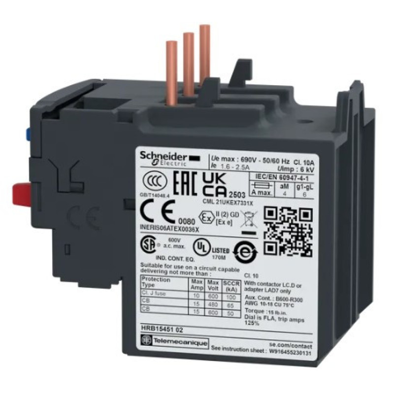 Тепловое реле Schneider Electric LRD07 1,6-2,5A