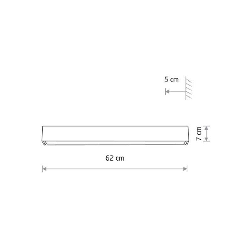Бра, настінний світильник Nowodvorski 7562 Straight Wall LED T8LED 1x11W 3000K 1700Lm IP20 графітовий