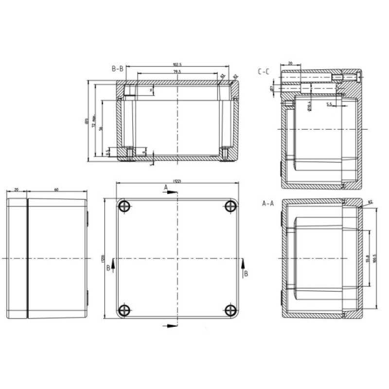 Пустая металлическая соединительная коробка Spelsberg AL 1212-8 (sp15000901) IP66