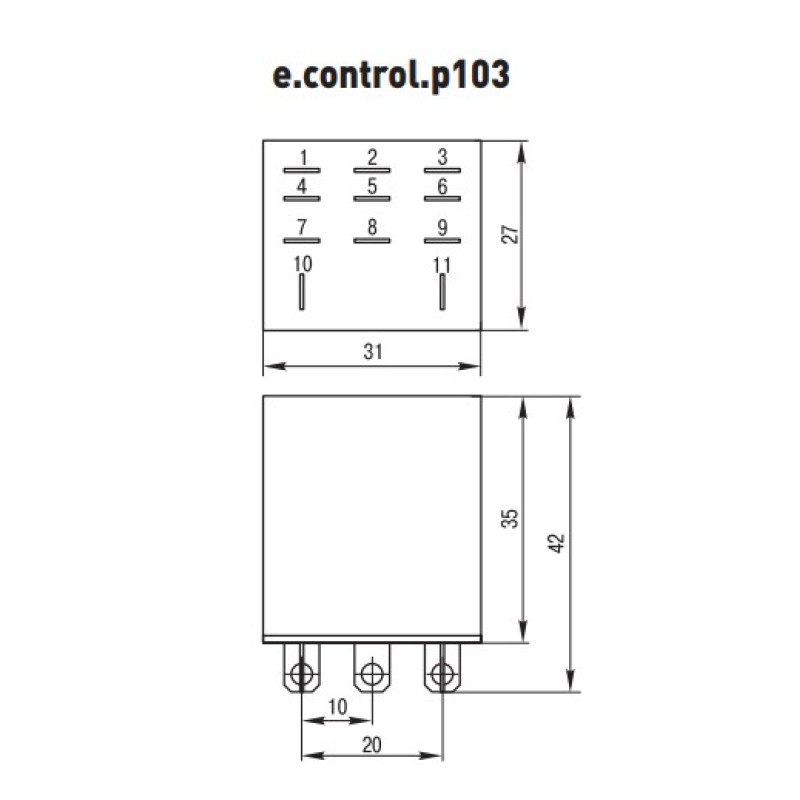 Разъем модульный E.Next e.control.p103s 10А на 3 группы контактов