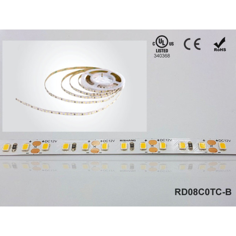 LED стрічка RISHANG 120-2835-24V-IP20 9.6W 745Lm 3000K 5м (RD08C0TC-B-WW)