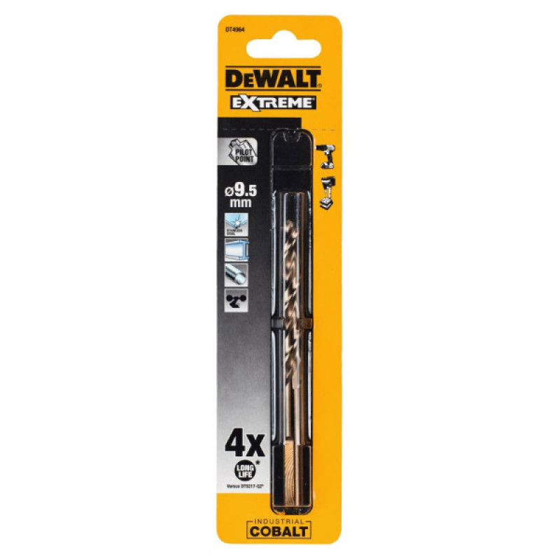 Кобальтове свердло по металу DeWALT DT4964 Extreme Industrial cobalt HSS-CO 9,5 х125/78мм