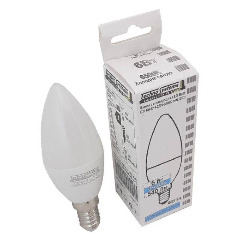 Світлодіодна лампа TNSy LED Cable Electro-C37-6W-E14-220V-6500K-630L GOLDEN (TNSy5000253)