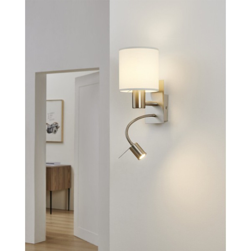 Бра, настенный светильник Eglo 96477 Pasteri E27+LED 1+1x40W+3W 3000K 380Lm IP20 белый