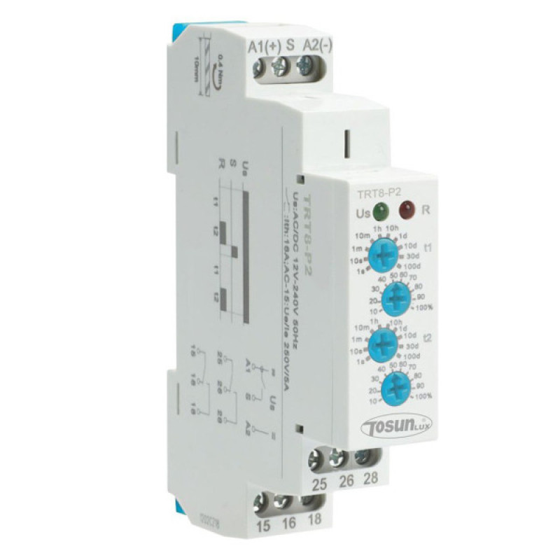 Імпульсне реле TOSUNlux TRT8-P2/A230 16А 230В АС/24B DC 2 контактні групи (6931934238495)