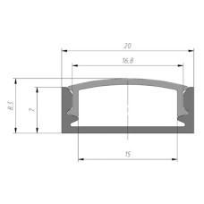 LED-профиль накладной ЛП20, 2 метра