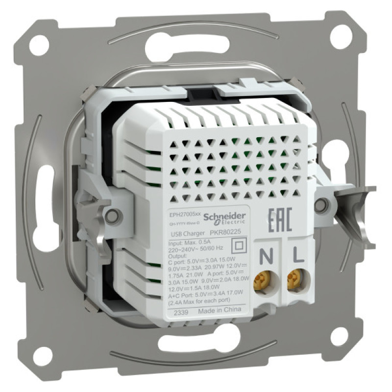 USB розетка Schneider Electric Asfora EPH2700569 тип A+C, 21Вт 3A бронза