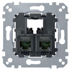Механизм компьютерной розетки RJ-45 2-П cat.5e UTP Merten, MTN4575-0002