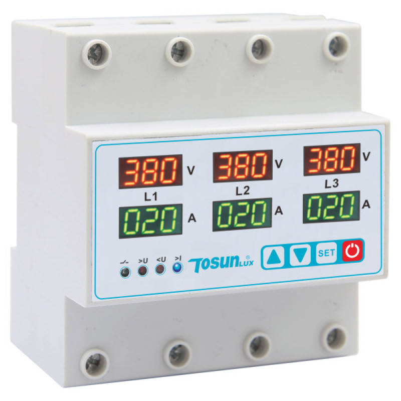 Реле контроля фаз и тока TOSUNlux TDP2-3 63А 3NO 380В (6931934214321)