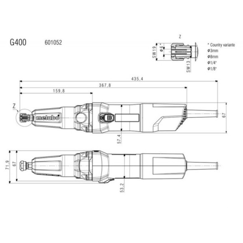 Прямошліфмашина Metabo G 400 400Вт цанга 6мм 4-х полюсний (601052000)
