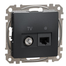 Конечная TV-розетка Schneider Electric Sedna Design & Elements + RJ45 кат. 6 UTP черная SDD114469T
