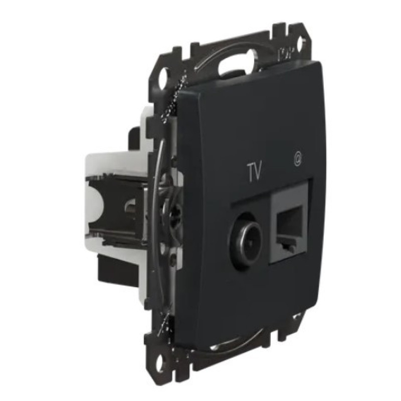 Конечная TV-розетка Schneider Electric Sedna Design & Elements + RJ45 кат. 6 UTP черная SDD114469T