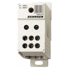 Блок ответвительных клемм главной электрической линии Schrack IKB01070 160А 1P (вход 1×70мм² выходы 6×16мм²)