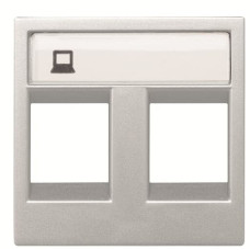 Двойная накладка коммуникационной розетки ABB Zenit N2218.2 PL 2М (серебро)