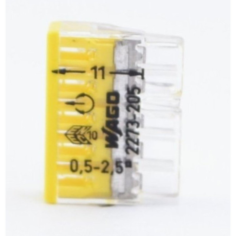 Клемма на 5 проводов, 2273-245 (24А/0,5 - 2,5 mm2) WAGO с пастой