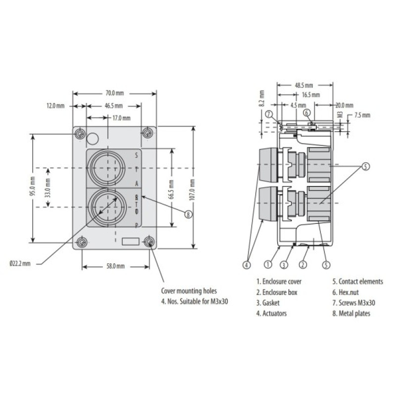 Кнопковий пост Eti ESB2-V4 Standart START/STOP зелена/червона (4771626)