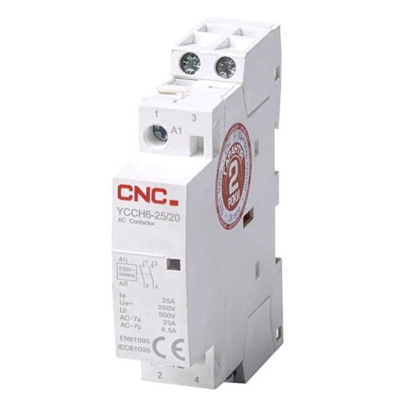 Модульний контактор CNC YCCH6-25 2Р 220В 1NO+1NC (Б00033961)