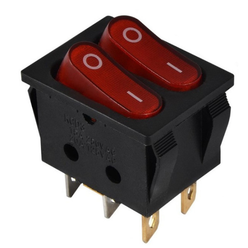 Переключатель TNSy KCD2-5-2101N R+R/B с подсветкой красный (TNSy5500797)