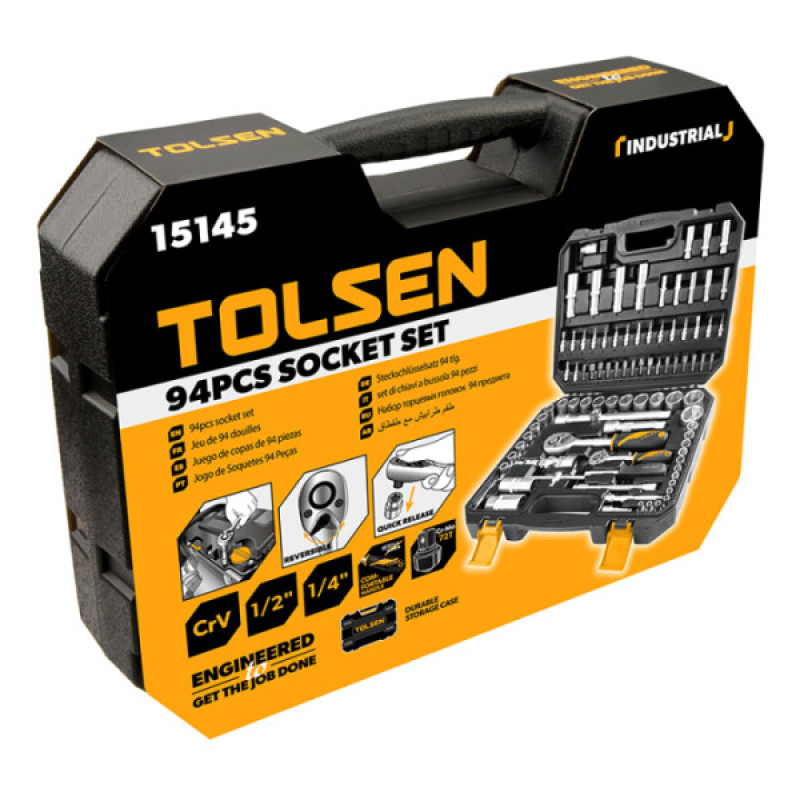 Комплект торцевых головок Tolsen Профи 1/2" и 1/4" 94 предмета (15145)