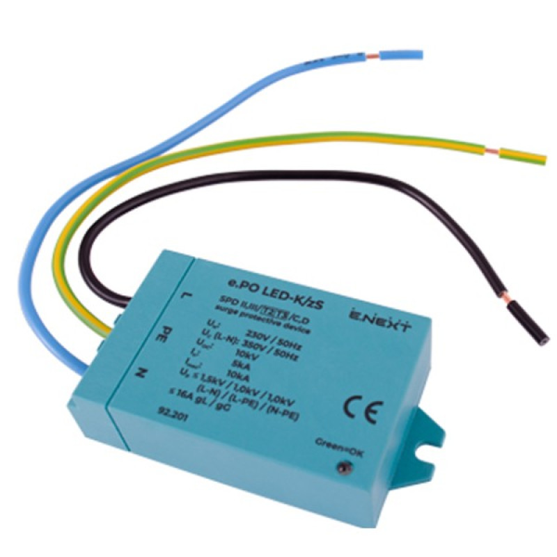 Устройство защиты от импульсных перенапряжений E.next 92.203 e.PO II LED 230V/30kA для LED освещения