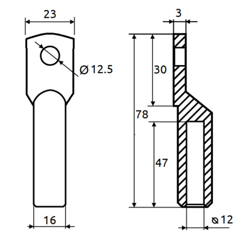 Кабельный наконечник Promfactor CL/CRG-70-12 медно-луженый