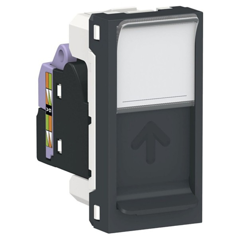 Одинарная компьютерная розетка Schneider Electric NU341654 RJ45 cat.6 STP с полем для надписи 1М (антрацит)