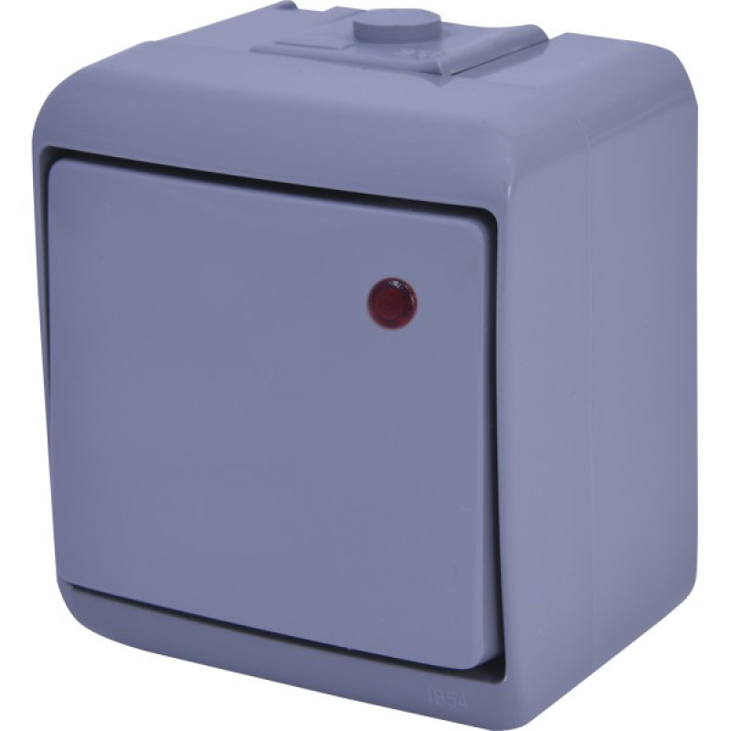 Выключатель 1-клавишный Eti Hermetics VHE-1L-SR IP54 с подсветкой серый (4668066)