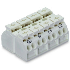 Чотириполюсна чотирипровідна PE-N-L1-L2 клема Wago 862-9604 Push Wire (біла)