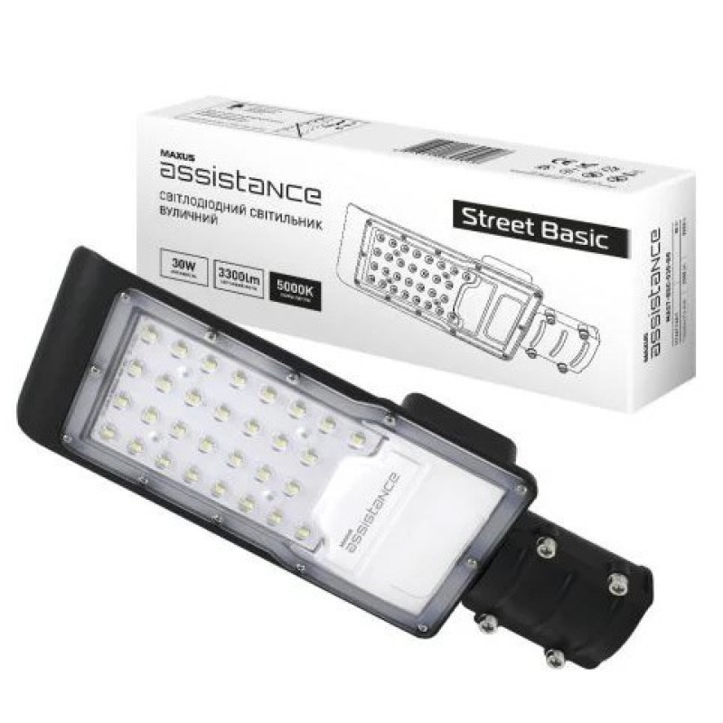 Светодиодный консольный светильник Maxus assistance Street Basic 30Вт 850 GR (MAST-BSC-030-GR)