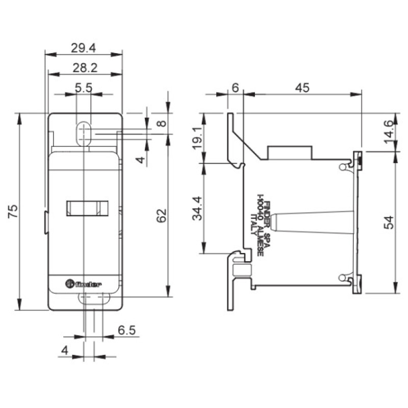 Распределительный клеммный блок Finder 125А 1000B AC/DC (9D0151250206)