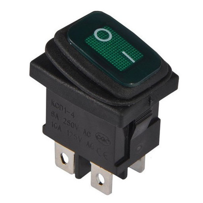 Переключатель TNSy KCD1-4-201WN G/B с подсветкой IP65 зеленый (TNSy5500703)