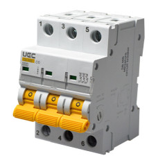 Автоматический выключатель UEC SB-M8 3P 6A C 4,5кA (MCB45-3-006-C)