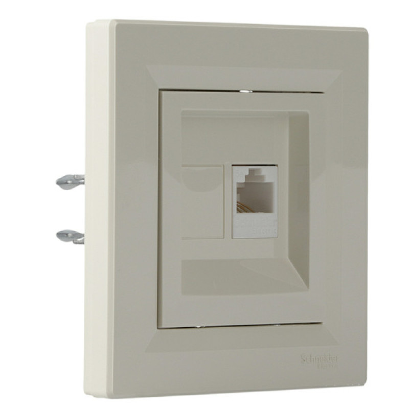 Розетка компьютерная одинарная RJ45 кат.5е UTP кремовая Asfora, EPH4300123