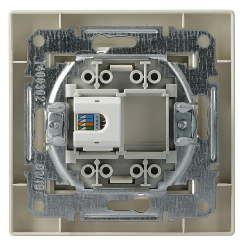 Розетка компьютерная одинарная RJ45 кат.5е UTP кремовая Asfora, EPH4300123