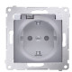 Електрична розетка Kontakt Simon Simon 54 Premium DGSZ1BZ.01/43A IP44 із заземленням шторками та прозорою кришкою (срібло)