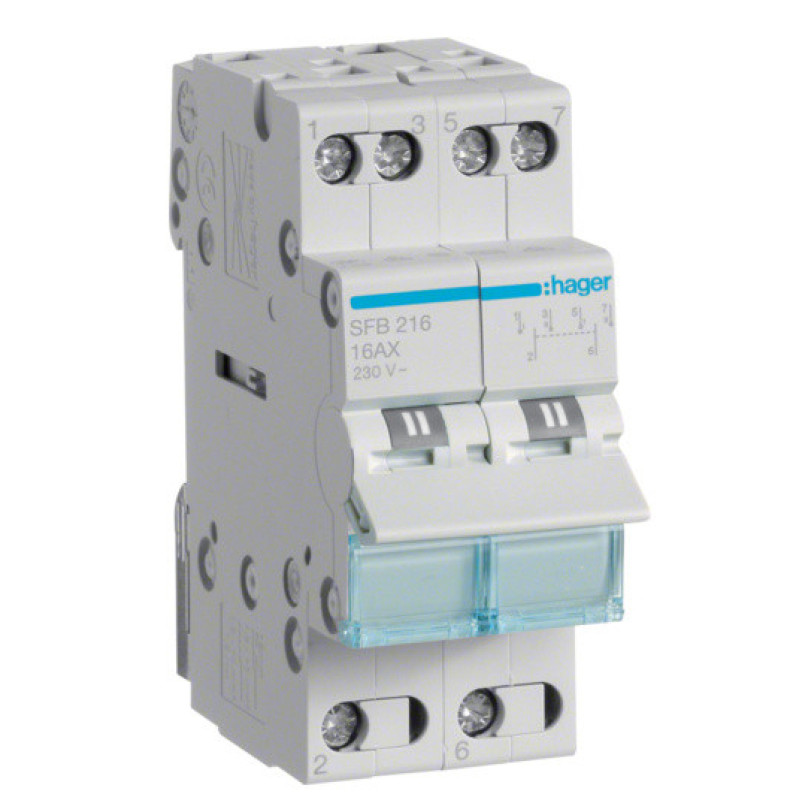 Переключатель Hager SFB216 I-0-II 2P 16А/230В 2м