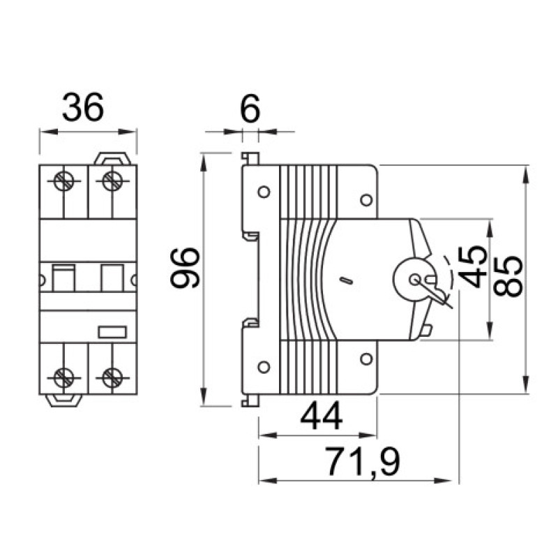 Дифференциальный автомат GEWISS COMPACT RCBO 1P+N C25 6kA AC/0.03 2M (GW94110)