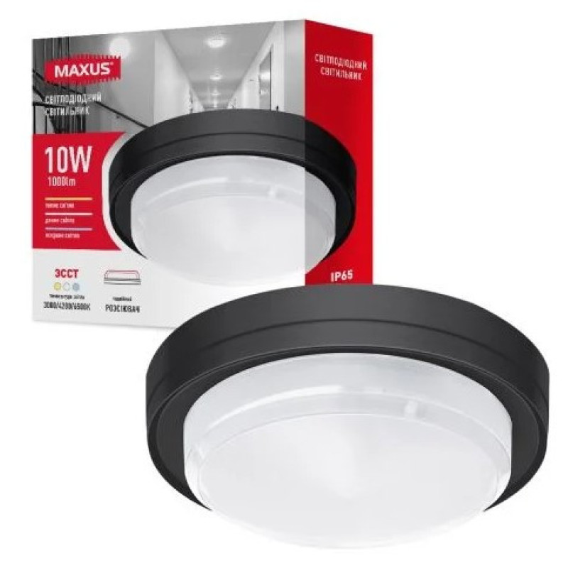 Светодиодный светильник Maxus MBH 10Вт 3000/4100/6500 IP65 BL Circle (1-MBH-10W-BLC)