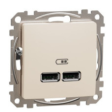 USB розетка Schneider Electric Sedna Design & Elements A+A 2,1A бежевая SDD112401