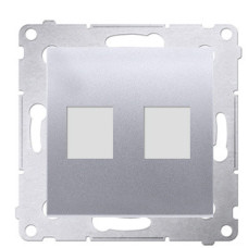 Прямая информационная розетка Kontakt Simon Simon 54 Premium DKP2.01/43 под 2xRJ45 Keystone с суппортом (серебро)
