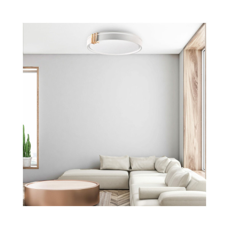 Люстра із пультом світлодіодна, стельовий світильник Goldlux 328854 Arletta 50 Led 1x48W 3000K-6000K 8000Lm IP44 Сірий