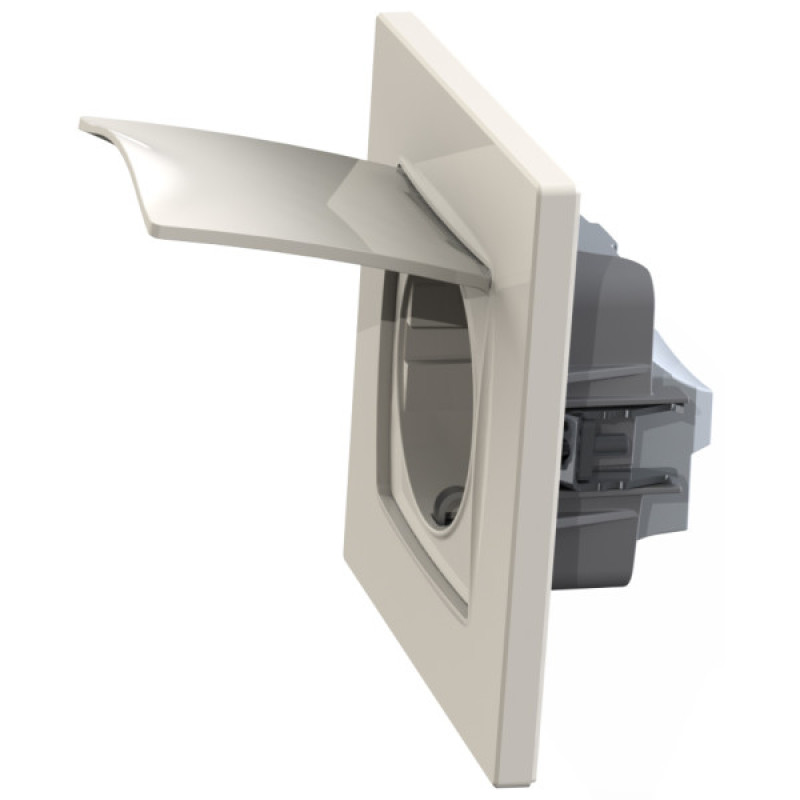 Механізм Schuko розетки Plank Electrotechnic Classic/Nordic (PLK0551131) IP44 з кришкою (слонова кістка)