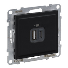 Розетка USB тип А+C 12Вт+15Вт 5В Legrand SUNO (чорный) 721430
