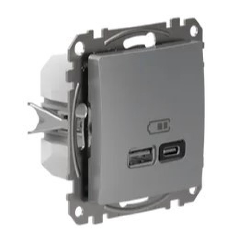Розетка USB Schneider Electric Sedna Design & Elements A+C 3A 45Вт алюміній SDD113404