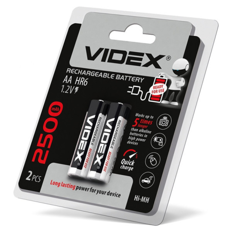 Акумулятор Videx AA 2500мАч (HR6/2500/2DB) 1шт.