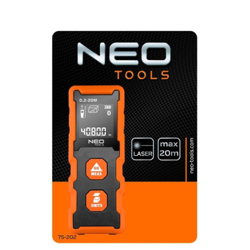 Лазерний далекомір Neo Tools 75-202 робочий діапазон 0.2-20м